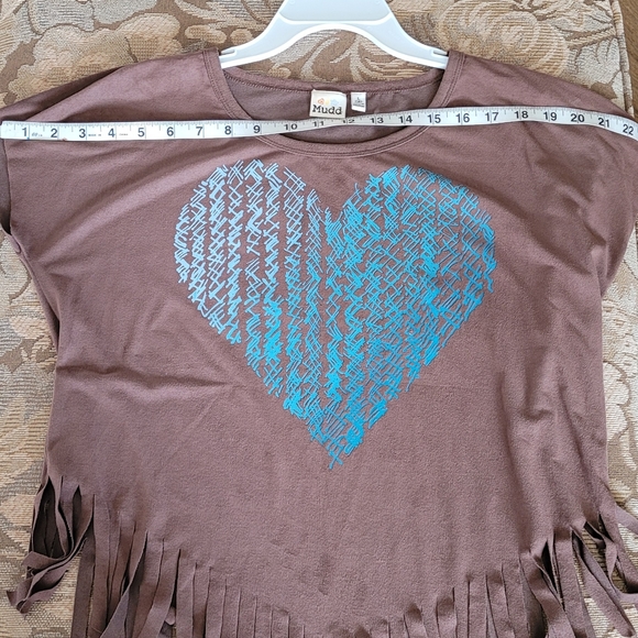 Mudd Blouse -Brown w/Blue heart (Size 14 but fits Women Small) - Picture 7 of 8